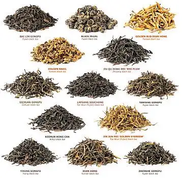 红茶,收集,著名,中国,品种,红色,隔绝,白色背景