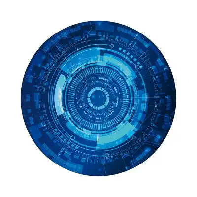 蓝色手绘科技感按钮按键科技元素png素材