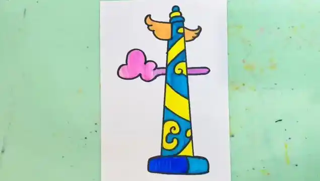 国庆节简笔画天安门前的华表,去看过天安门的小朋友还记得吗