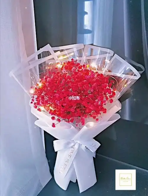 红色满天星花束78