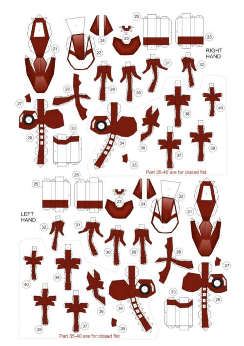 钢铁侠全身 简化版 纸模型图纸免费下载