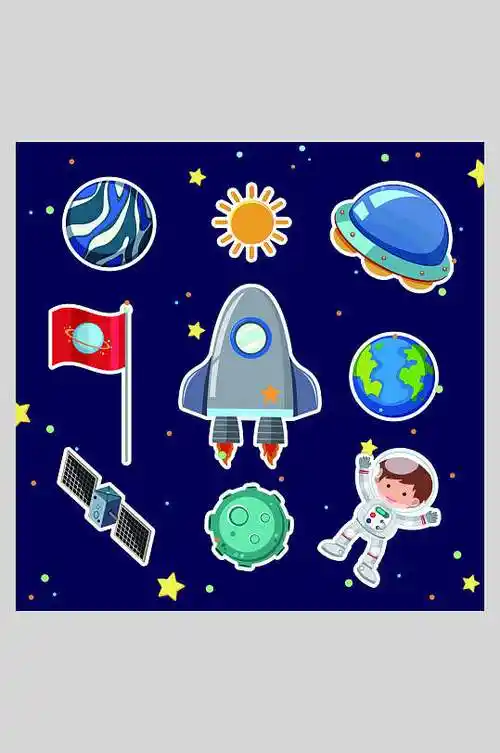 手绘卡通创意太空宇宙宇航员插画