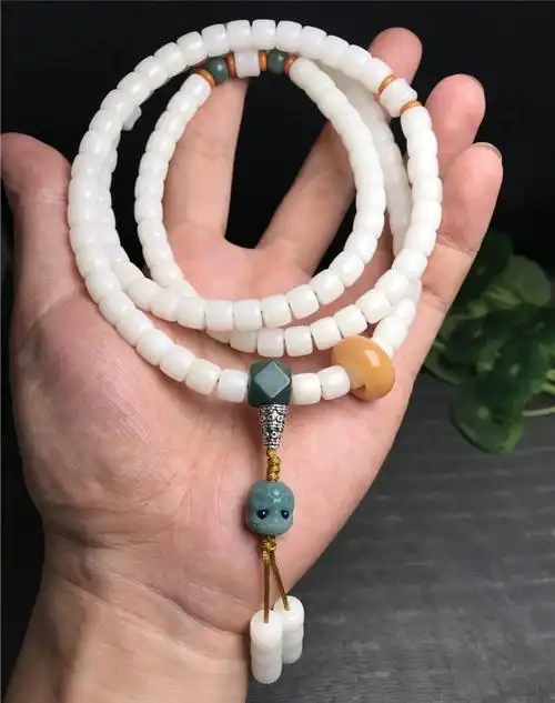 白菩提根老型桶珠108颗风化跑环阴皮阿呆款