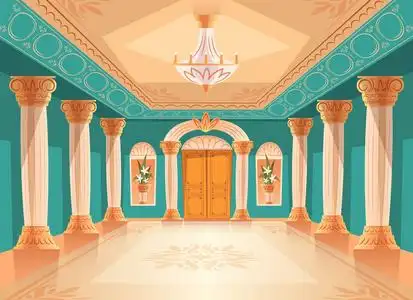 宴会厅或宫殿接待厅矢量插图豪华博物馆或房间.