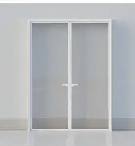 定制定做极简对开门双包细边框无框平开门玻璃铝合金厨卫阳台门