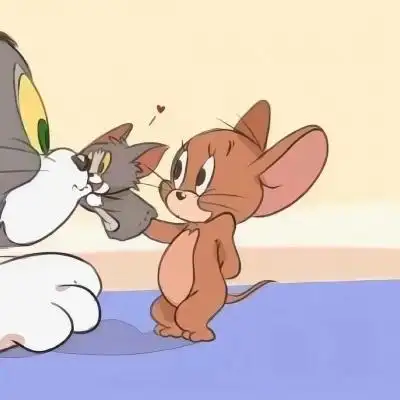猫和老鼠一左一右可爱互动情头图片_情侣头像_美头网
