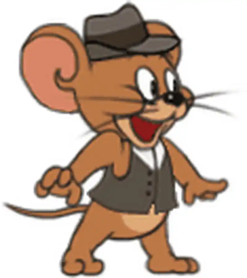 侦探杰瑞头戴猎鹿帽,身穿西装小马甲,给人一副风度翩翩的样子.