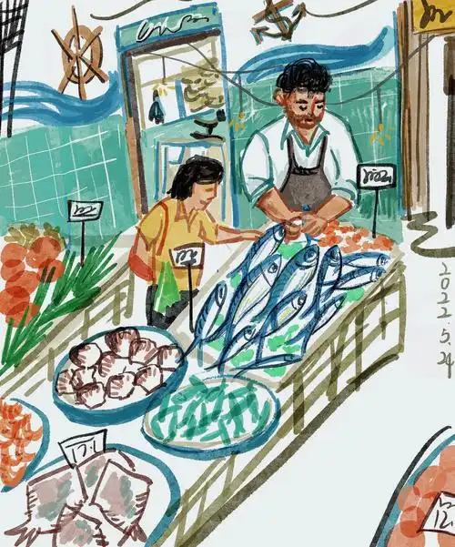 场景速写菜市场day13补卡