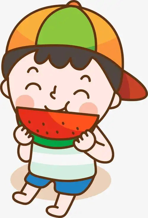 吃西瓜的男孩