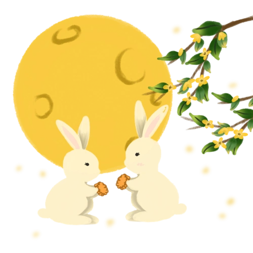 卡通兔子月亮