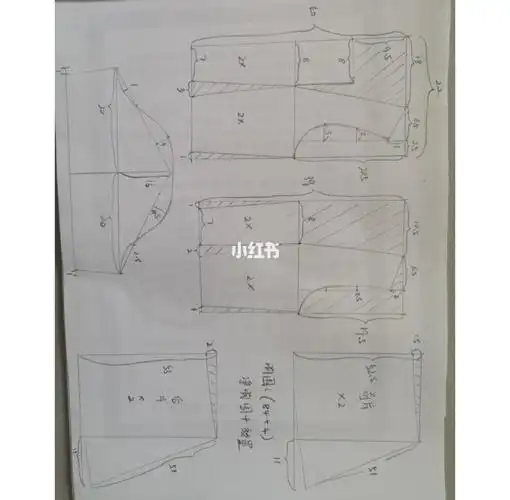 茶歇裙方领连衣裙裁剪图纸样打版图高清手绘