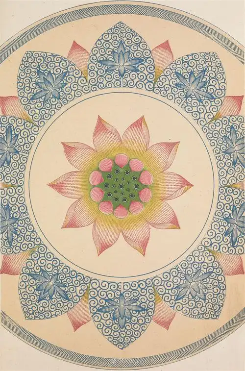 工笔画莲花正面图中式传统纹样集锦中国风图片