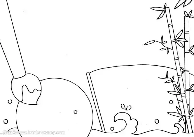 1,首先在手抄报的底部画上浪花,并在左下方画上一个圆形边框,在边框的