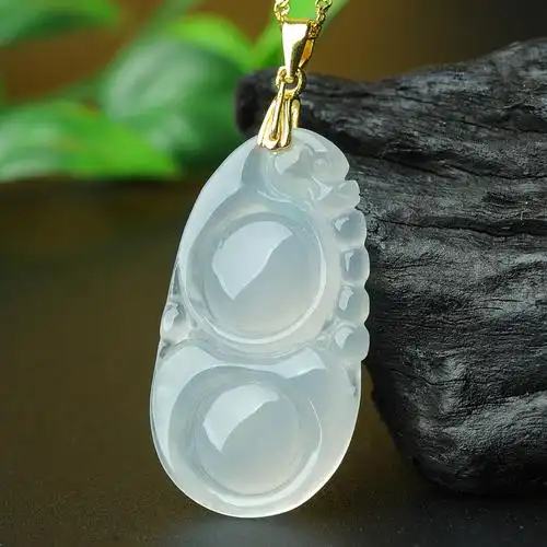 冰种起翡翠葫芦吊坠项链坠子珠宝玉石玉佩女友颈饰