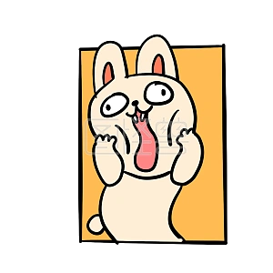 图怪兽原创元素搞怪捂脸兔子气到变形表情包插画元素