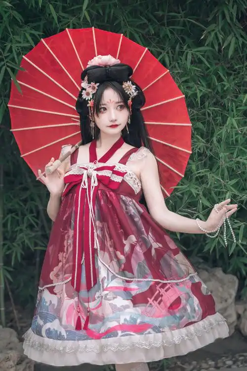 洛丽塔裙子成人木夕原创 中华风lolita夫诸汉元素jsk吊带连衣裙中国风