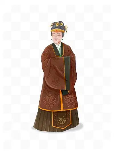 中国风工笔画红楼梦经典角色形象贾母