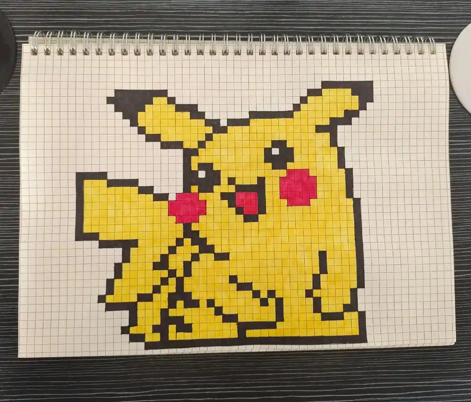 皮卡丘a4网格本.#图文伙伴计划 #像素画 - 抖音