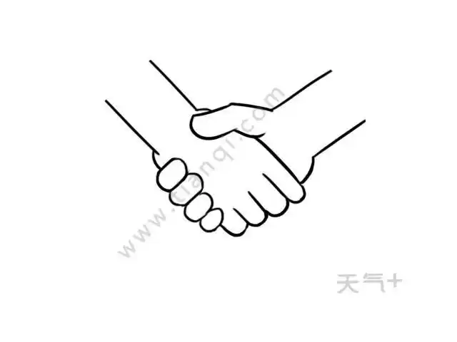 四只手握手简笔画