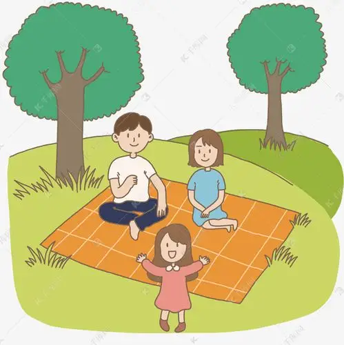 一家三口春日野餐春游春天手绘插画免抠元素下载素材图片免费下载-千