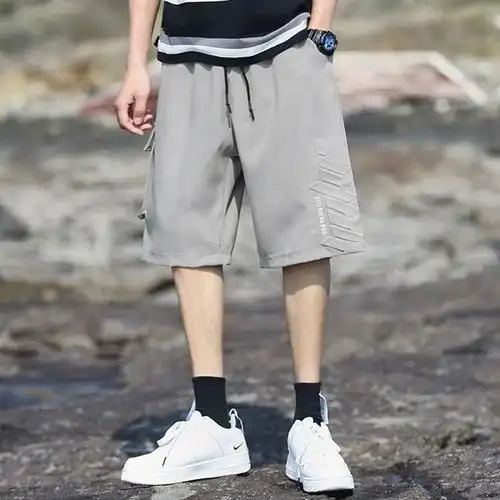 薄款子休闲短裤宽松运动纯棉工装五分裤男夏季潮流外穿潮牌沙滩裤