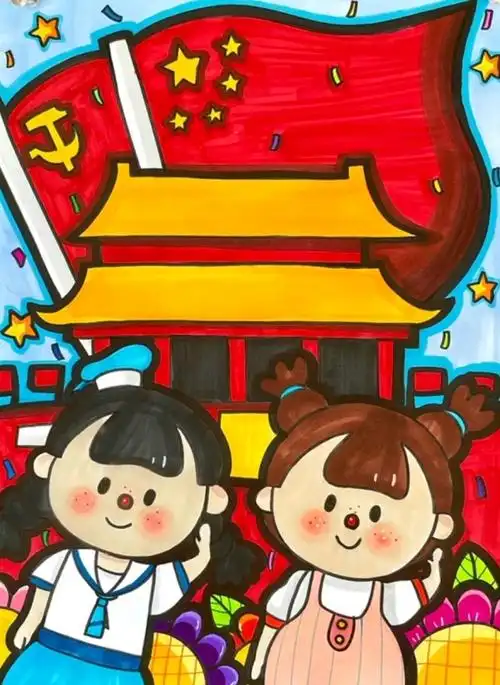朋友们国庆快乐～#创意儿童美术#国庆题材儿童绘画#新中国建国72周年