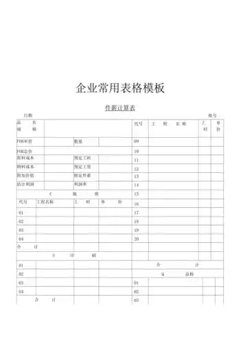 企业常用表格模板件薪计算表
