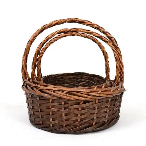 批发纯手工制环保柳编篮子菜篮子大水果篮竹篮野餐篮购物包装篮子