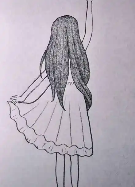 光脚丫女孩背影简笔画.