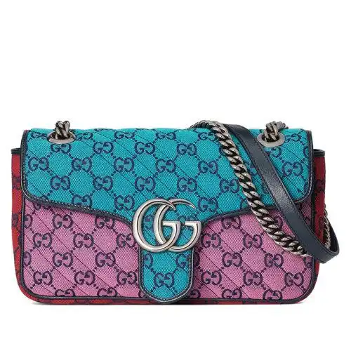 【包税】gucci/古驰 2021春夏新款 gg marmont系列 gg multicolor小号