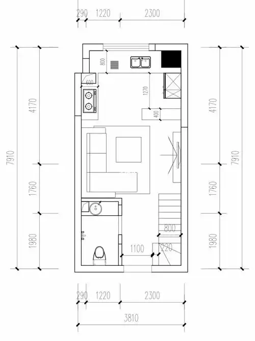 36平米loft公寓自装 最终的平面图出来啦!