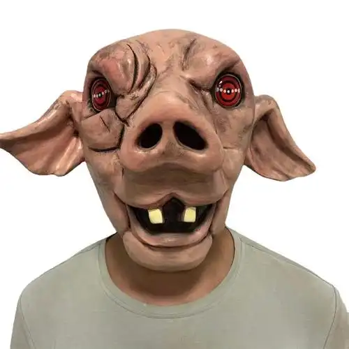 万圣节乳胶头套电锯惊魂9猪头人面具恐惧斗室saw恐怖影视道具mask