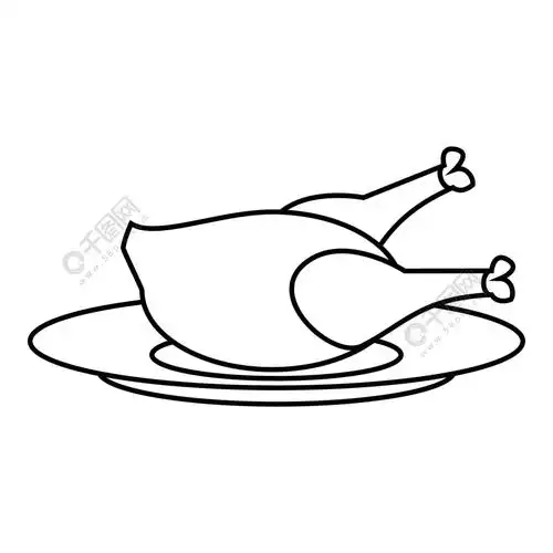 炸鸡图标概述炸鸡传染媒介象的例证网的炸鸡图标,轮廓样式