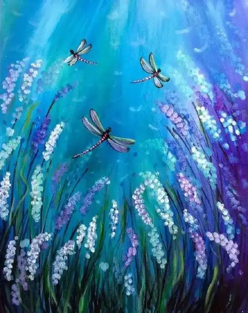 水粉风景画作品欣赏:炫彩的梦幻