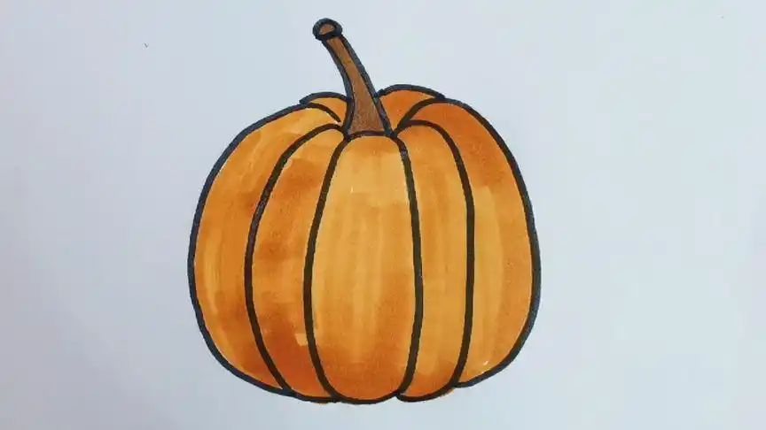 今天画个简单的大南瓜,一看就会,还有比这个更简单的吗?