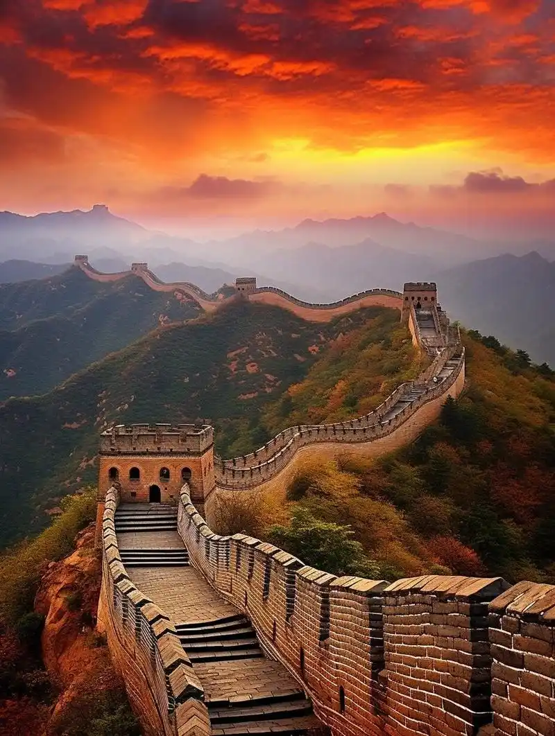 雄伟壮观的万里长城 万里长城是中华民族精神和文化的重要历史和精神