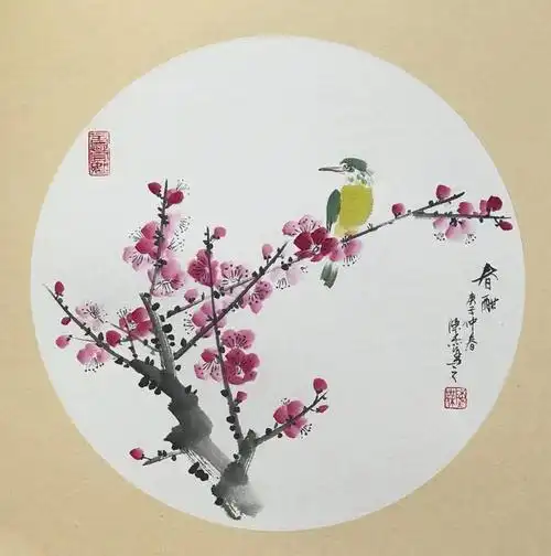 片纸画尽物中趣,且观画家陈杰团扇作品,感知清雅恬淡的艺术美感|花鸟