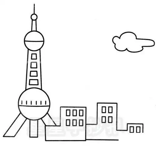 上海东方明珠塔儿童简笔画