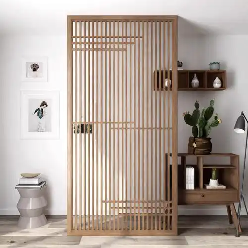 新中式屏风隔断实木花格家用现代日式木质镂空格栅入户客厅玄关