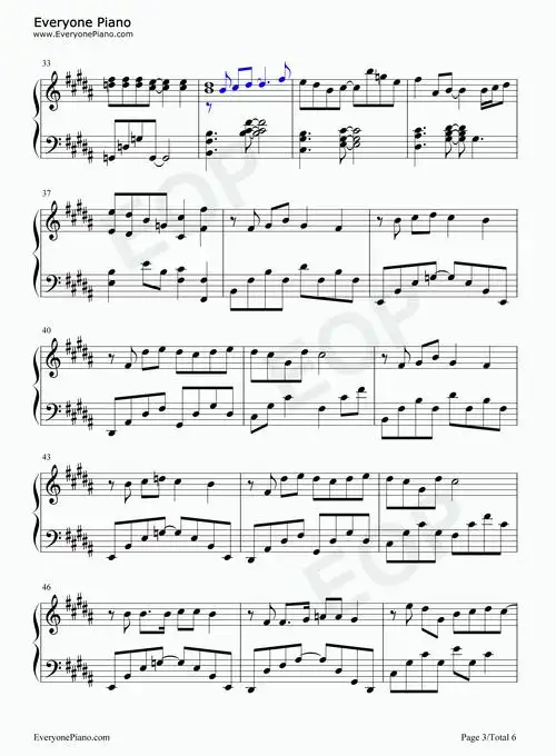 心引力-王俊凯和蔡依林五线谱预览3-钢琴谱文件(五线谱,双手简谱,数字