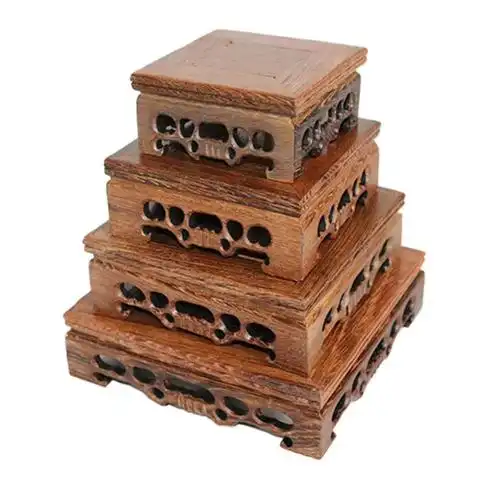 红木工艺品鸡翅木雕印章紫砂壶奇玉石木托实木正方形摆件底座