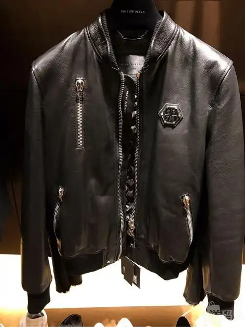 philipp plein 菲利普普兰 pp 男款皮夹克 棒球夹克 bomber 夹克