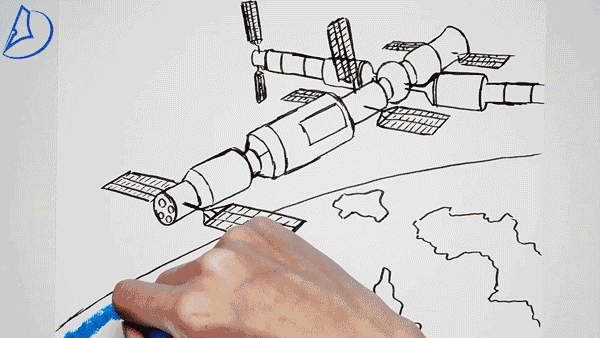 天宫一号怎么画好看(蜡笔画画图识科技)(4)