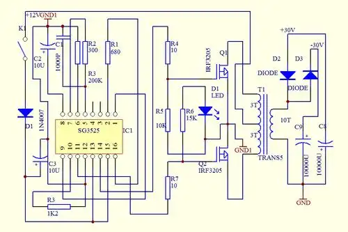 非常成熟的sg3525车载功放升压电源板电路原理图