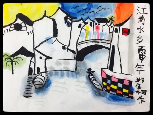 12月24日周六上午班·丹尼斯校区·水墨艺趣班·儿童国画《江南水乡》