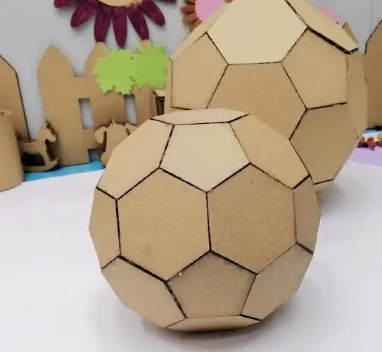 谷乐品等边五角形六角形瓦楞瓦楞纸纸板足球手工手工制白模填色