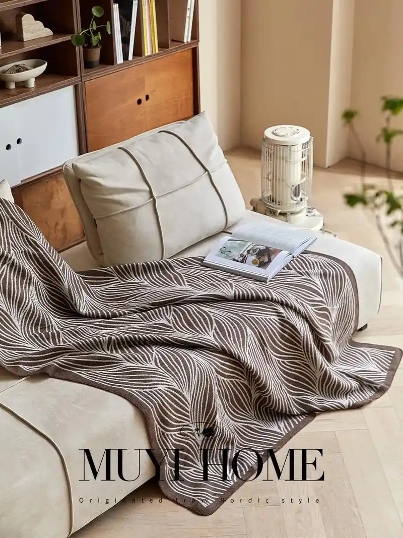 95设计师款丨树叶提花针织毯94.