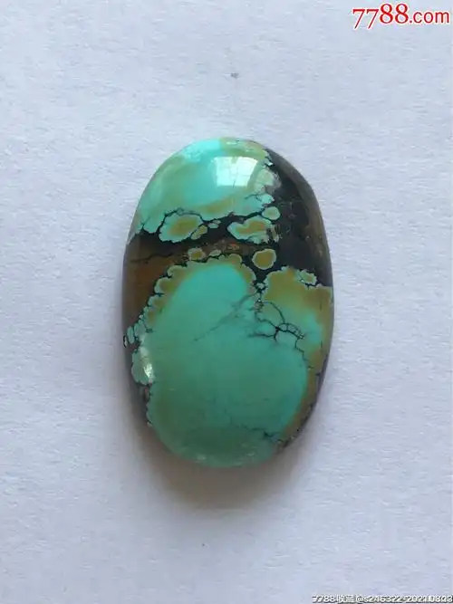 高瓷高蓝天然原矿绿松石大蛋面净重9.1克