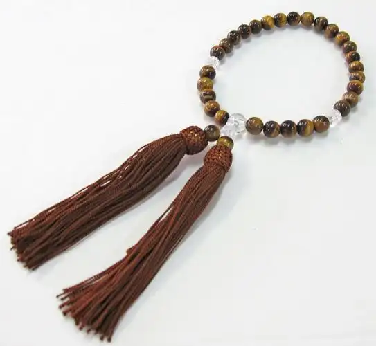 数珠 タイガーアイ 女性用 念珠 木箱入り 8mm珠 31珠 新品 虎目