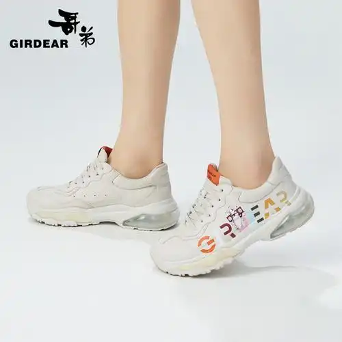 哥弟女鞋 气垫绑带厚底低帮老爹鞋休闲鞋女鞋ax12171